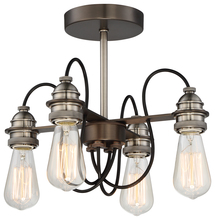 Minka 4454-784 - Uptown Edison - 4 Light Semi Flush (Convertible to Pendant)