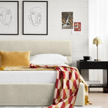 Mobital BED-REVM-IVOR-KING - REVE Upholstered Bed King Ivory Fabric