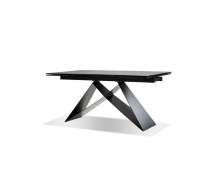 Mobital DTA-THEW-SLAT- - THE W Double Extension Dining Table Slate Grey Ceramic Top, Black Powder Coated Steel Base