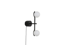Mobital ALW-PLUT-MBLA- - PLUTO    Wall Lamp White Glass Black Powder Coated Frame