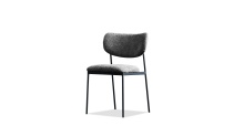 Mobital DCH-CLIQ-CHAG-PCBLA - ZAK      Dining Chair Grey Leather Leather Upholstered Steel Legs