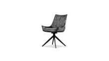 Mobital DCH-GIUL-ANTH-PCBLA - GIULIA    Swivel  Dining Chair Anthracite Fabric Black Powder Coated Steel Base