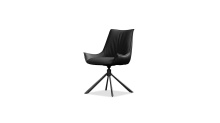 Mobital DCH-GIUL-BLAL-PCBLA - GIULIA    Swivel  Dining Chair Ink Black  Leather Black Powder Coated Steel Base