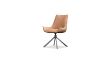 Mobital DCH-GIUL-RUML-PCANB - GIULIA    Swivel  Dining Chair Golden Rum Leather Antique Bronze  Powder Coated Steel Base