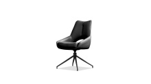Mobital DCH-SOFI-BLAC-PCBLA - SOFIA    Swivel 360  Dining Chair Onyx Black  Leatherette Pocket Coil Seat / Black Powder Coated Ste