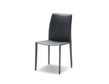 Mobital DCH-ZAKB-GREY- - ZAK      Dining Chair Grey Leather Leather Upholstered Steel Legs