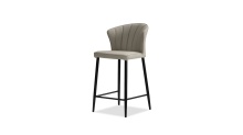 Mobital DCS-ARIE-PEWT-PCBLA - ARIEL      Counter Stool Pewter Leather Black Powder Coated Steel Base