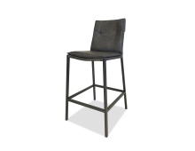 Mobital DCS-HARR-GREY-LOW - HARRIS      Counter Stool Grey Leathertte Black Powder Coated Steel Base