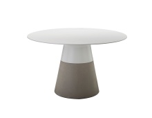 Mobital DTA-MALD-WHIT-49IN - MALDIVES 49"    Round  Dining Table  White  Solid Surface,  Concrete Base  Indoor-Outdoor