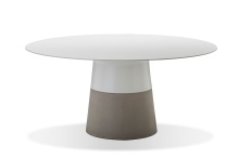 Mobital DTA-MALD-WHIT-63IN - MALDIVES 63"    Round  Dining Table  White  Solid Surface,  Concrete Base  Indoor-Outdoor