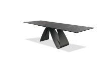 Mobital DTA-SIGN-SAFA-110PC - SIGNATURE 110"    Double Extension  Dining Table  Safari Black  Ceramic Top,  Black Powder Coate