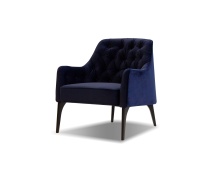Mobital LAR-ELLI-NAVY-BLACK - ELLINGTON      Lounge Chair Navy Velvet Solid Wood Black Legs