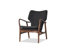 Mobital LCH-INGR-GREV-ASHWA - INGRID      Lounge Chair Grey Wool Fabric Ash Frame in Walnut finish