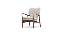 Mobital LCH-INGR-OSRI-ASHWA - INGRID      Lounge Chair Ostrich  Rib Weave Fabric Ash Frame in Walnut finish