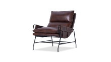Mobital LCH-MEIE-MOBR-PCBLA - MEIER      Lounge Chair Mocha Brown Leather Black Powder Coated Legs