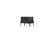 Mobital NIG-NORI-BLAC-WOAK - NORI    Night Table 2-Drawer Blackened White Oak Wood/  Black Powder Coated Steel Legs