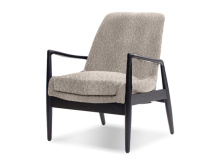 Mobital LCH-REYN-BLAC-SMBO - REYNOLDS Lounge Chair Smoke Boucle Fabric Black Ash Wood Frame