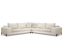 Mobital SEC-PLAT-STON-3PC - PLATEAU    3-Piece Corner  Sectional Stone Wheat Fabric Black Powder Coated  Legs