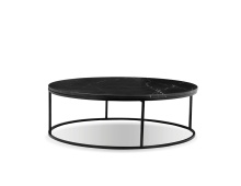 Mobital WCO-ONIX-BLAC-RO2PC - ONIX    Round  Coffee Table Black Semi-Honed Marble  Black Powder Coated Frame