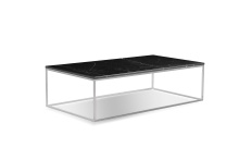 Mobital WCO-ONIX-BLBS-RE2PC - ONIX    Rectangular  Coffee Table Black Semi-Honed Marble  Brushed Stainless Steel base