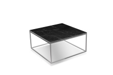 Mobital WCO-ONIX-BLBS-SQ2PC - ONIX    Square  Coffee Table Black Semi-Honed Marble  Brushed Stainless Steel base