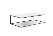 Mobital WCO-ONIX-WHBL-RE2PC - ONIX    Rectangular  Coffee Table White Semi-Honed Marble  Black Powder Coated Frame