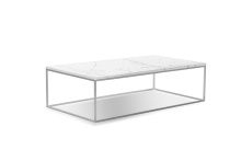 Mobital WCO-ONIX-WHBS-RE2PC - ONIX    Rectangular  Coffee Table White Semi-Honed Marble  Brushed Stainless Steel base