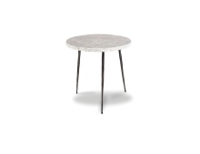 Mobital WEN-KAII-GREY-MEDIU - KAII    Medium  End Table Grey Marble Hammered Edge/Black Iron Legs