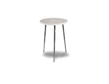 Mobital WEN-KAII-GREY-TALL - KAII    Tall  End Table Grey Marble Hammered Edge/Black Iron Legs