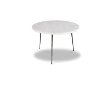 Mobital WEN-KAII-WHIT-LOW - KAII    Low  End Table White Marble Hammered Edge/Black Iron Legs