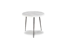 Mobital WEN-KAII-WHIT-MEDIU - KAII    Medium  End Table White Marble Hammered Edge/Black Iron Legs