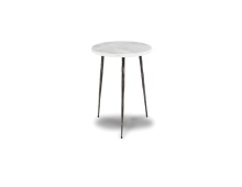 Mobital WEN-KAII-WHIT-TALL - KAII    Tall  End Table White Marble Hammered Edge/Black Iron Legs