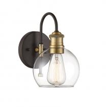 Savoy House M50040ORBNB - 1-Light Outdoor Wall Lantern in Oil Rubbed Bronze with Natural Brass