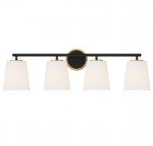 Savoy House M80079MBKNB - 4-Light Bathroom Vanity Light in Matte Black and Natural Brass