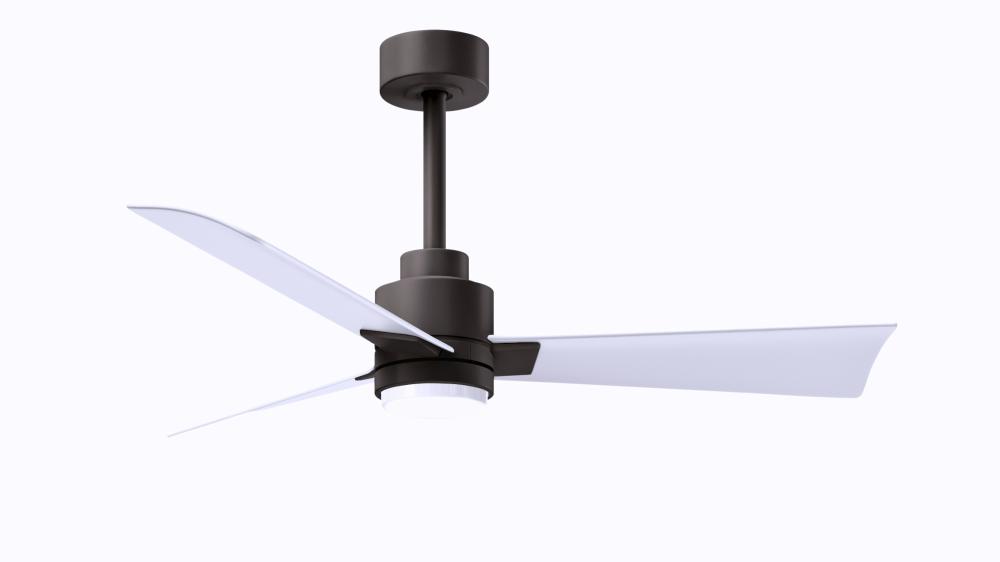 Alessandra 3-blade transitional ceiling fan in brushed brass finish with matte black blades. Optim