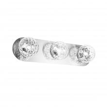 Dainolite BUR-3W-PC-CLR - 3LT Vanity, PC w/ CLR Hammered Glass