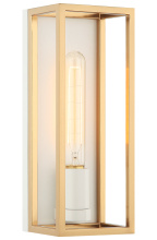 Matteo S15141WHAG - Shadowbox White + Aged Gold Brass Wall Sconce