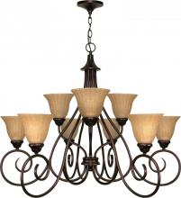 Nuvo 60/008 - 2-Tier 9-Light 28" Copper Bronze Chandelier with Champagne Linen Washed Glass