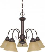 Nuvo 60/1251 - Ballerina - 5 Light Chandelier with Champagne Linen Washed Glass - Mahogany Bronze Finish