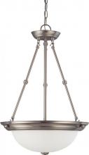 Nuvo 62/1117 - 3 Light - LED 15" Pendant - Brushed Nickel Finish - Frosted Glass - Lamps Included