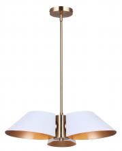 Canarm ICH1146A03WHG - DAXTON, MWH + GD Color, 3 Lt Rod Chandelier, 60W Type A, 19.25" W x 7.875 - 55.875" H