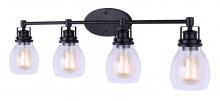Canarm IVL705A04BK - CARSON, MBK Color, 4 Lt Vanity, Seeded Glass, 100W Type A, 33" W x 10 1/4" H x 7 1/4" D