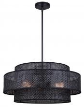 Canarm ICH1149A03BK22 - BELLAMY, 3 Lt 22" W Rod Chandelier, Black Rattan Shade, 60W Type A, 22" W x 17.25 - 59.25