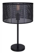 Canarm ITL1149A22BK-BPR - BELLAMY, 1 Lt Table Lamp, Black Plastic Rattan Shade, 100W Type A, Tri-Light , 13.75" W x 22"