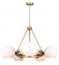 Canarm ICH1169A05GDP9 - MONROE, 5 Lt Chain Chandelier, Opal Glass (Shiny) Glass, 40W Type G9, 30" W x 21.25 - 61.25"