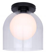 Canarm IFM1142A12BK - PELIA, MBK Color, 1 Lt Flush Mount, Clear Glass + Flat Opal Glass, 60W Type A