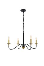 Elegant LD5006D30BRB - Rohan 4 Light Matte Black and Brass Pendant