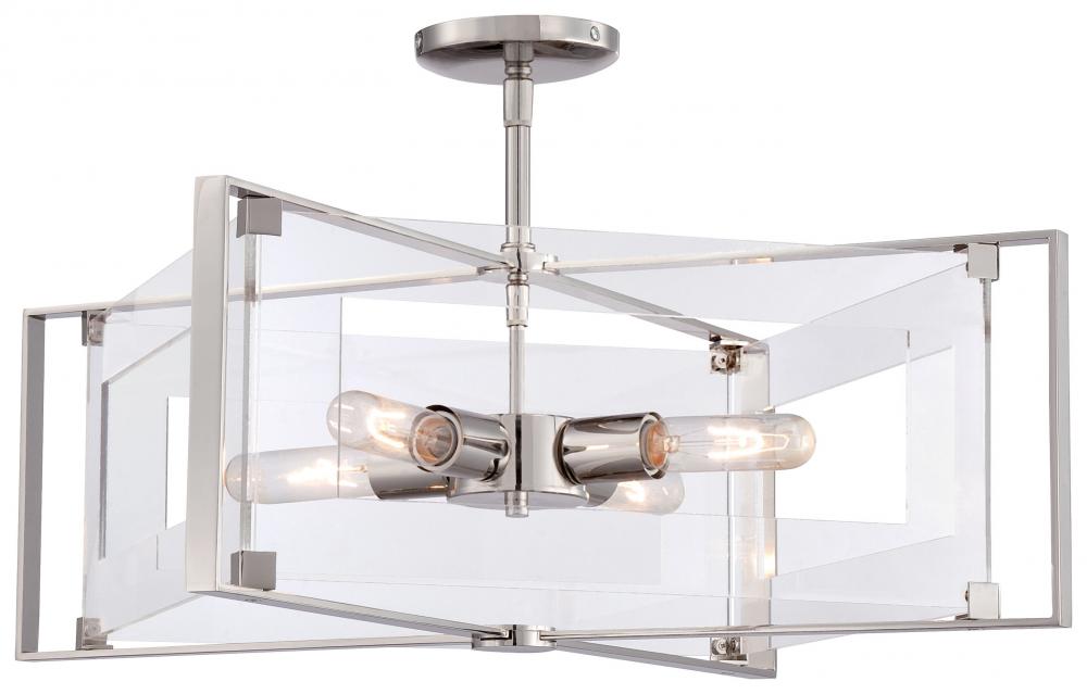 4 Light Semi Flush (convertible To Pendant)