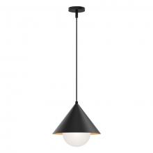 Alora Lighting PD485214MBOP - Remy 14-in Matte Black/Opal Glass 1 Light Pendant