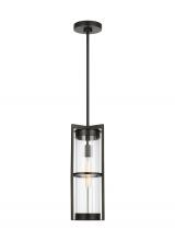 Visual Comfort 6226701EN7-71 - Alcona transitional 1-light LED outdoor exterior pendant lantern in antique bronze finish with clear